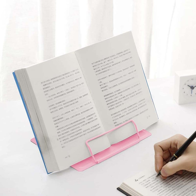Volo Space Theme Book Stand Holder Portable Metal Desktop Adjustable Foldable Cookbook HolderRecipe Book HolderTextbook StandMusic StandBook Stands Holders for Reading Style Kitty Pink - Image 4