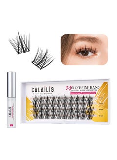 Calailis Individual Lashes, Diy Eyelash Extensions, Super Thin Gluebased Band, Natural Look Reusable, 11/13/15/15 Mm,Lasting For 48 Hours Individual Diy Eyelashes(02Lr)  - Image 1