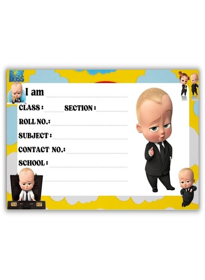 AanyaCentric 36 Pieces Cartoon Printed Name Slip for Kids | 4 x 2 inch | Self Fill in Sticky School Labels for Book Register Copy - Image 1