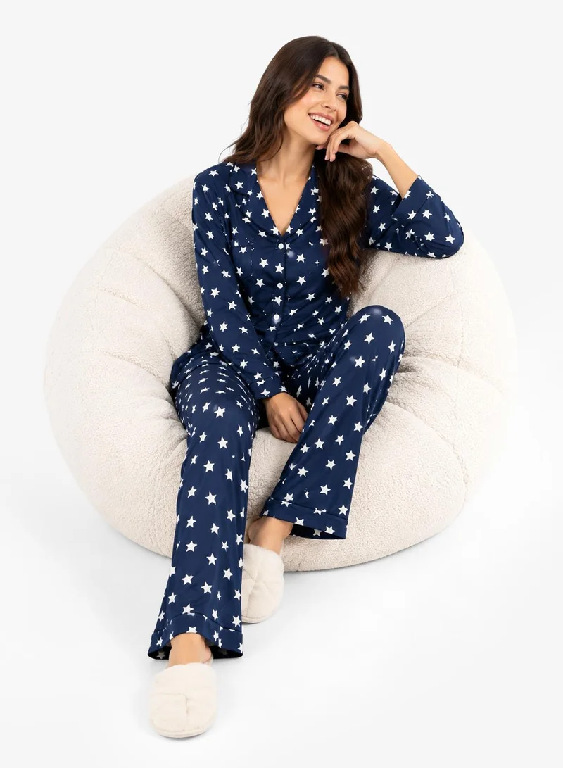 Ginger Polka Dot Button Up Shirt & Pyjama Set