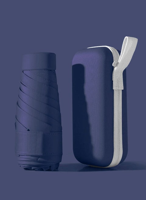 Mini travel sun umbrella Small and compact anti-UV umbrella Suitable for sun and rain Lightweight and portable Windproof and anti-UV umbrella (dark blue)