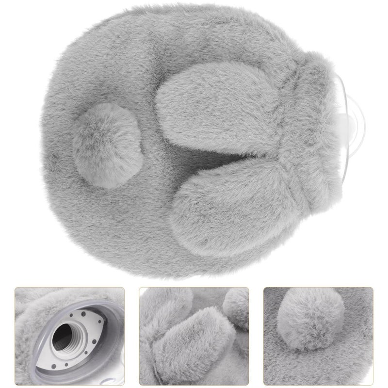 Gray Round Plush Portable Hot Water Bag With PVC Explosion Proof Cover - Image 5