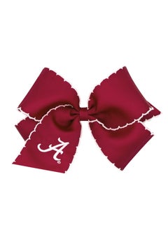 Wee Ones Divine Creations Girls Collegiate Themed Game Day Logo Print Hair Bow by Wee Ones on a WeeStay Clip Moonstitch King Alabama 