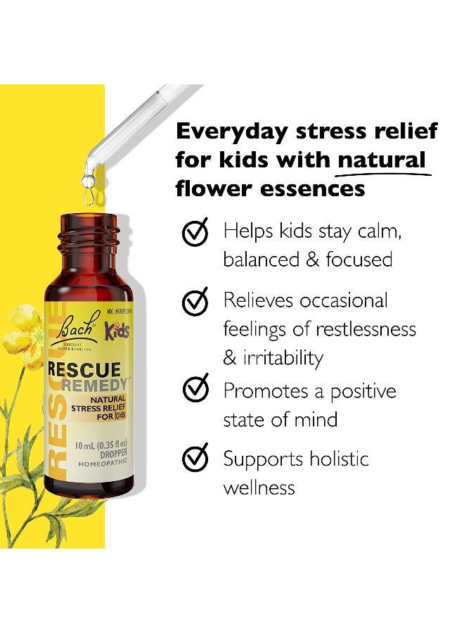 RESCUE Bach RESCUE REMEDY KIDS Dropper 10mL, Natural Stress Relief, Homeopathic Flower Essence, Vegan, Gluten & Sugar-Free, Kid-friendly, Non-alcohol Formula - Image 2