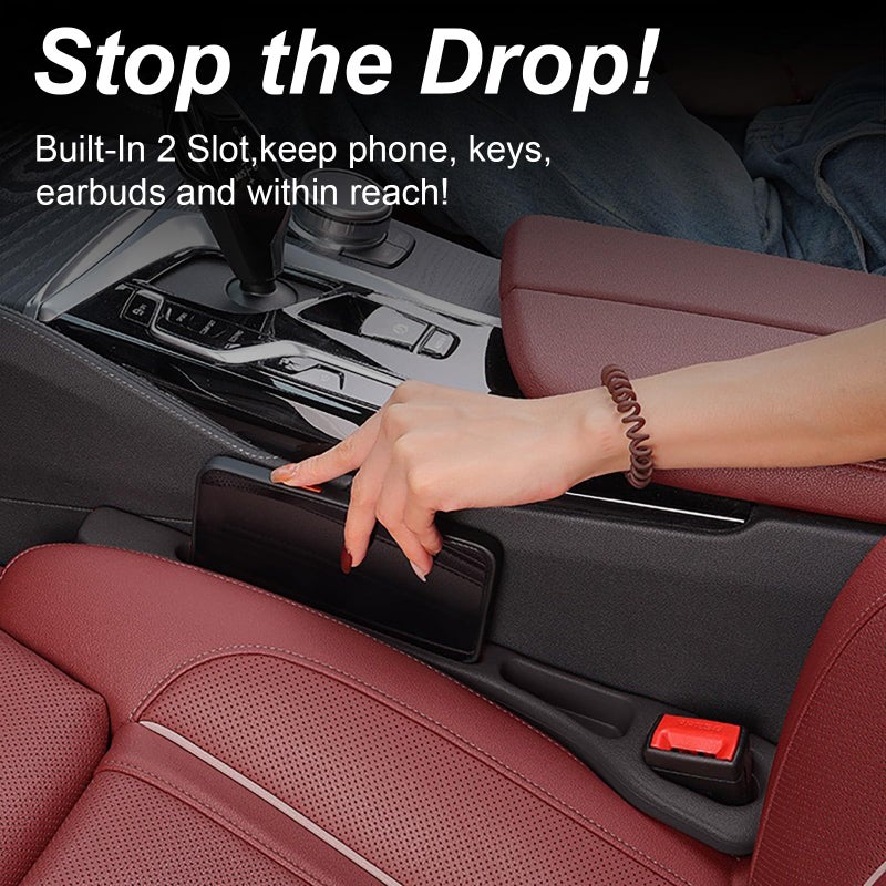Tesdluy Car Seat Gap Filler Set of 2, Multifunctional Seat Side Gap Seam Filler Organizer with Phone Holder, Universal Fit Fill The Gap Between Seat & Console for Car, SUV, Truck - Image 3