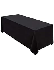 Surmente Tablecloth 90 x 132-Inch Rectangular Polyester Table Cloth for Weddings, Banquets, or Restaurants (Black) - Image 1