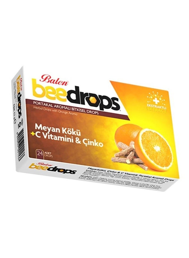 Balen Beedrops Orange Flavored Herbal  Lozenges 24 pieces - Licorice Extract, Vitamin C and Zinc - Image 3