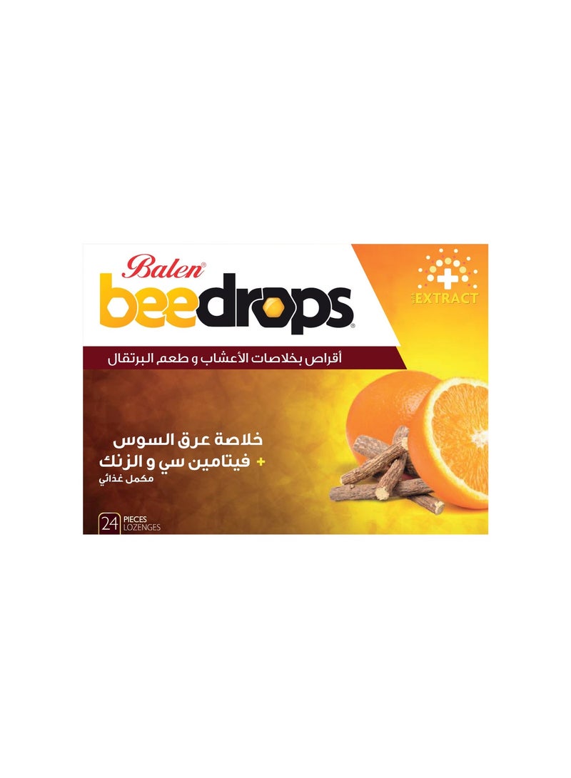 Balen Beedrops Orange Flavored Herbal  Lozenges 24 pieces - Licorice Extract, Vitamin C and Zinc - Image 2
