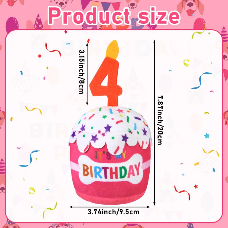 Dansydaisy Dog Birthday Cake Toy Accessories for Girl Boy Gifts, Squeaky Plush Toy for Dog Birthday Party Decor Favor for Large, Medium and Small Dogs(4th,Pink) - Image 3