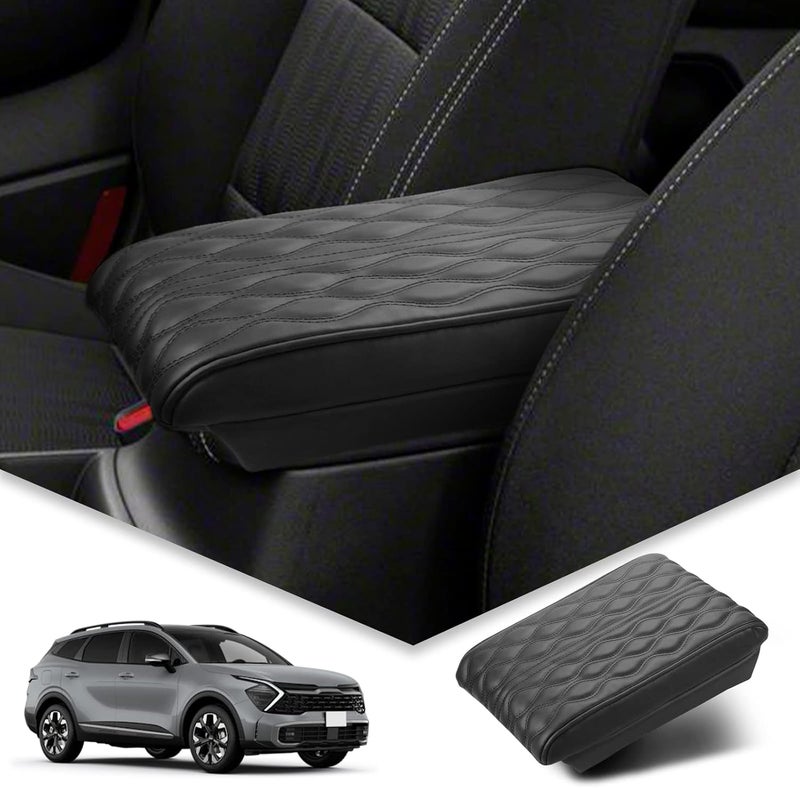 BIBIBO [Upgraded for 2023 Kia Sportage Console Armrest Cover 2023 2024 Kia Sportage NQ5 Console Lid,2023 Sportage Arm Rest Pad Cover Protector,2023 Kia Sportage Accessories Armrest Cushion (Black) - Image 1