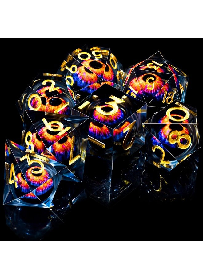 Dragon Eye Dnd Dice Set 7 Pieces Liquid Core Dragon Eye Dice Blue & Violet Sharp Edge Resin Dice Dungeons And Dragons D&D Dice With Box Role Playing Rpg D And D Dice D20 D12 D10 D8 D6 D4 - pzsku/ZA025A5E6B3375610084CZ/45/_/1734347955/8ad5196d-963d-4bd5-8144-7493c9e69c28