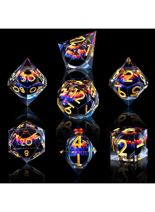 Dragon Eye Dnd Dice Set 7 Pieces Liquid Core Dragon Eye Dice Blue & Violet Sharp Edge Resin Dice Dungeons And Dragons D&D Dice With Box Role Playing Rpg D And D Dice D20 D12 D10 D8 D6 D4 - pzsku/ZA025A5E6B3375610084CZ/45/_/1734347956/07508346-7dbc-472d-a40a-44a6771f93dd