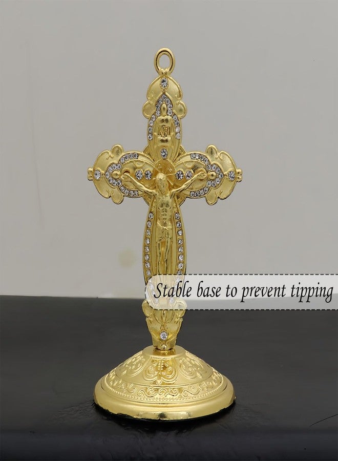 FFZDENA Golden Jesus Statue, Christian Gifts for Home and Car, Prayer and Decoration, Jesus Christ Crucifix for Christian Home and Office, Car Dashboard Decor - Image 4