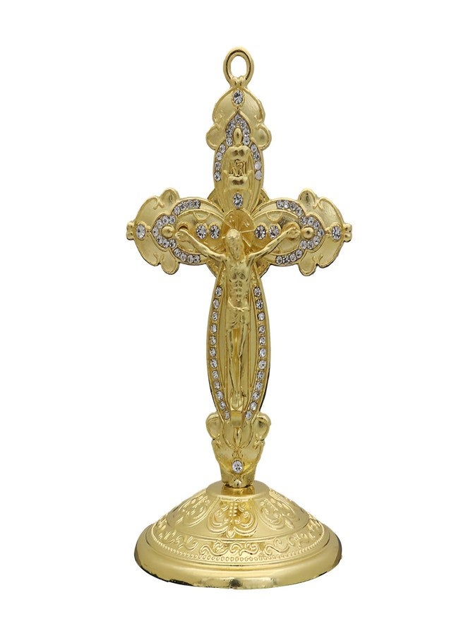 FFZDENA Golden Jesus Statue, Christian Gifts for Home and Car, Prayer and Decoration, Jesus Christ Crucifix for Christian Home and Office, Car Dashboard Decor - Image 1