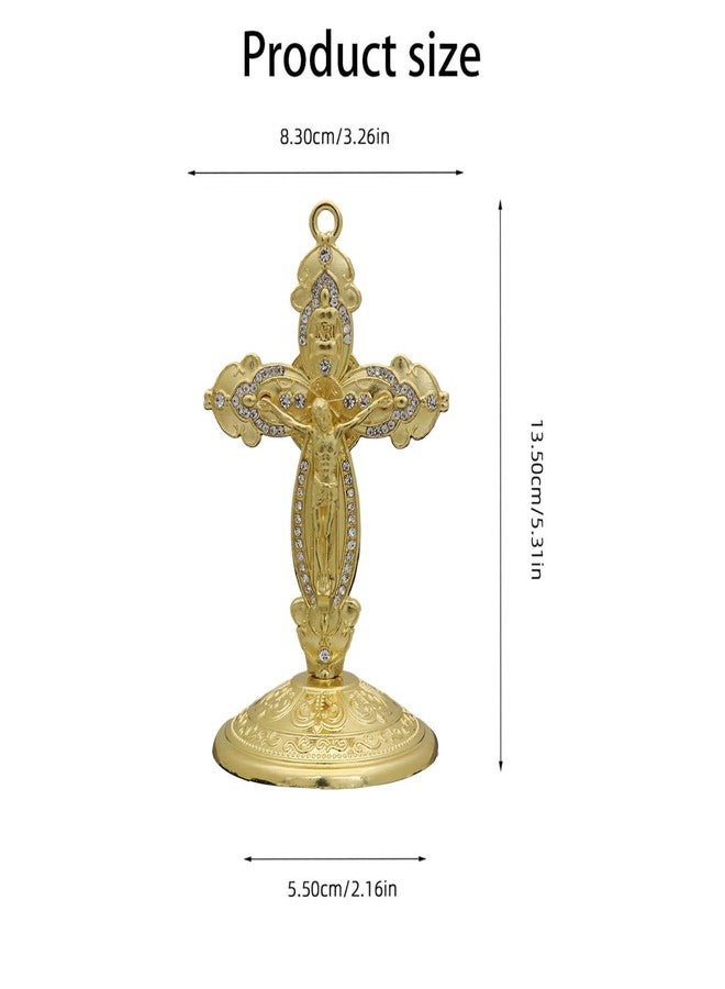 FFZDENA Golden Jesus Statue, Christian Gifts for Home and Car, Prayer and Decoration, Jesus Christ Crucifix for Christian Home and Office, Car Dashboard Decor - Image 2