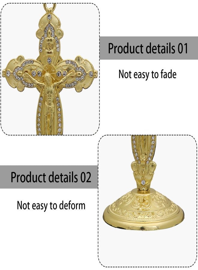 FFZDENA Golden Jesus Statue, Christian Gifts for Home and Car, Prayer and Decoration, Jesus Christ Crucifix for Christian Home and Office, Car Dashboard Decor - Image 3