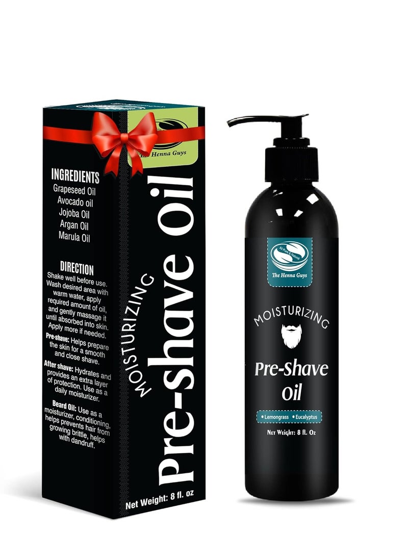The Henna Guys The Henna Guys 8 fl. Oz, Lemongrass & Eucalyptus Pre Shave Oil for Men, Premium Pre Shave Oil, Excellent Shaving oil for Men, Prepares for a burns free Shave, Works with Straight or Safety Razor  - Image 1