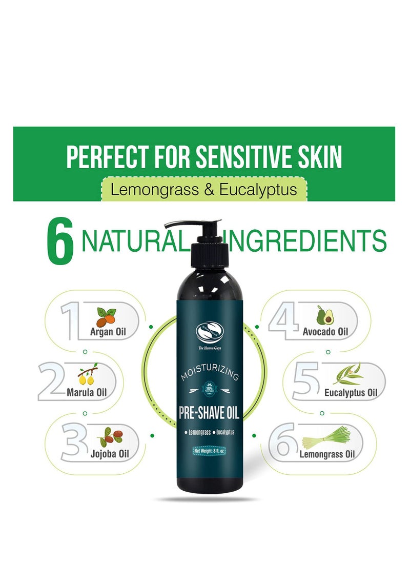 The Henna Guys The Henna Guys 8 fl. Oz, Lemongrass & Eucalyptus Pre Shave Oil for Men, Premium Pre Shave Oil, Excellent Shaving oil for Men, Prepares for a burns free Shave, Works with Straight or Safety Razor  - Image 3