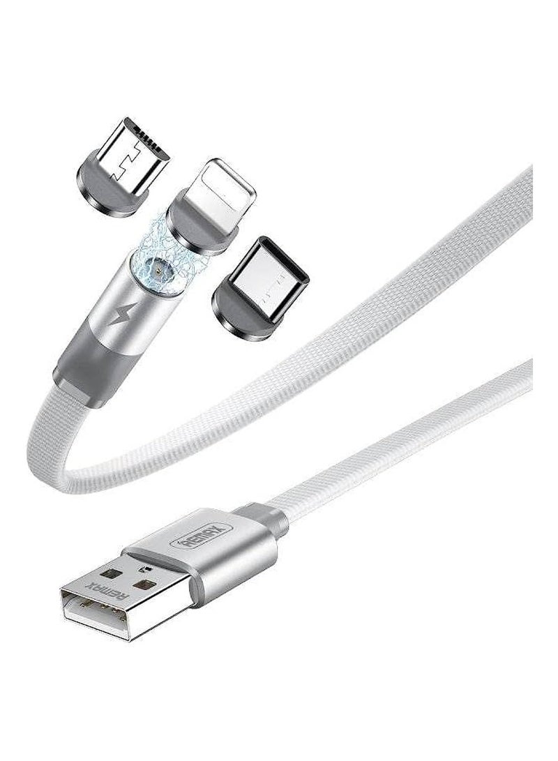 Charging Cable-Feiqi Series 2.1A Three-In-One Magnetic Braided Cable Rc-169Th-White