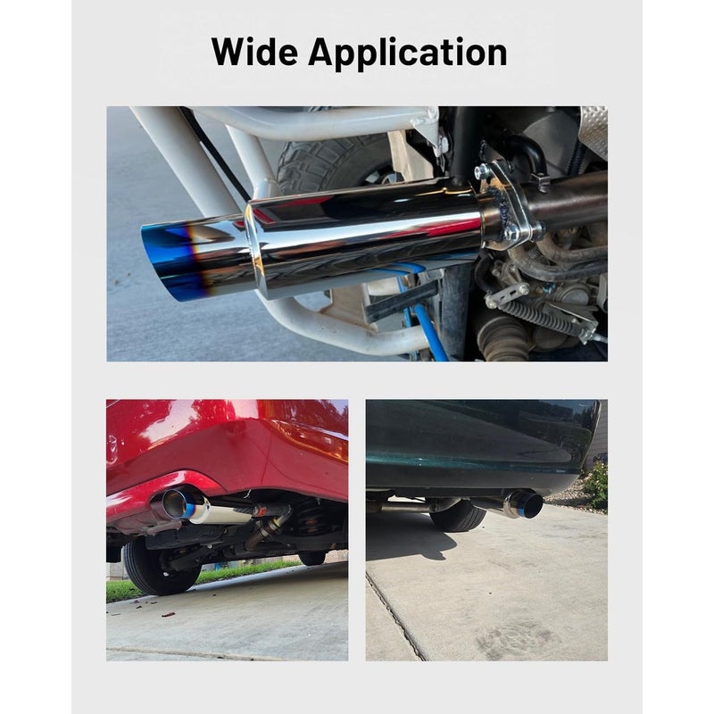 Universal Car Exhaust Muffler Stainless Steel 2 Inlet 3.5 Outlet Enhance Sound Style - Image 4