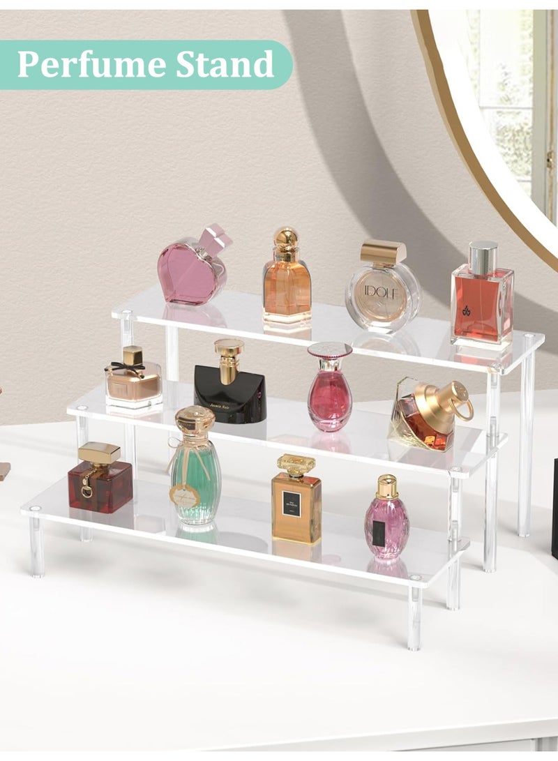 ثمانية فيبيهاوس حامل عرض أكريليك، حامل منظم عطور من 3 طبقات، حامل كب كيك شفاف، حامل عرض كبير للأشكال، أرفف حلويات للحفلات، منظم مكياج، حامل ناهض من الكريستال للديكور - Image 4