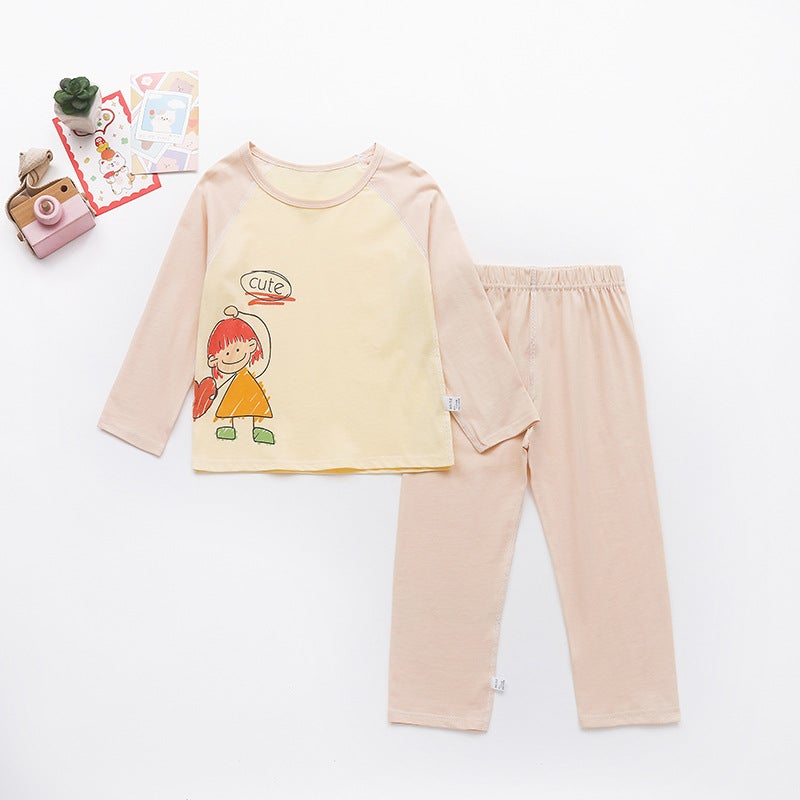 Children'S Underwear Set Pure Cotton New Boys' Home Wear Baby All-Cotton Thermal Girls' Autumn Clothes And Pants Children'S Clothing - Image 1