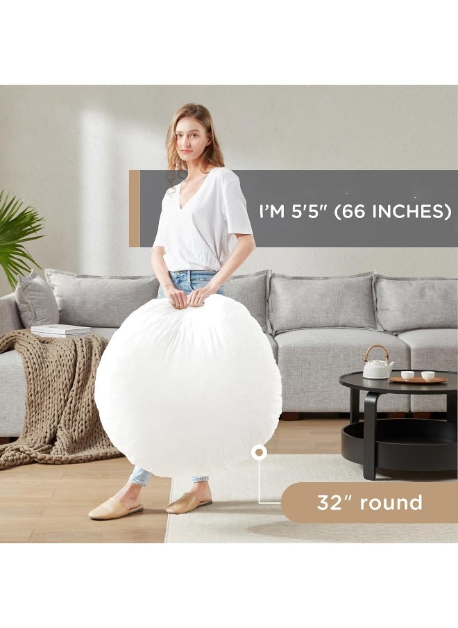 Codi Round Floor Pillow Insert, Large Thick Meditation Cushion, Circular Seating Cushions and Pouf Inserts, 32 Inch, Memory Foam Added (Advanced)
