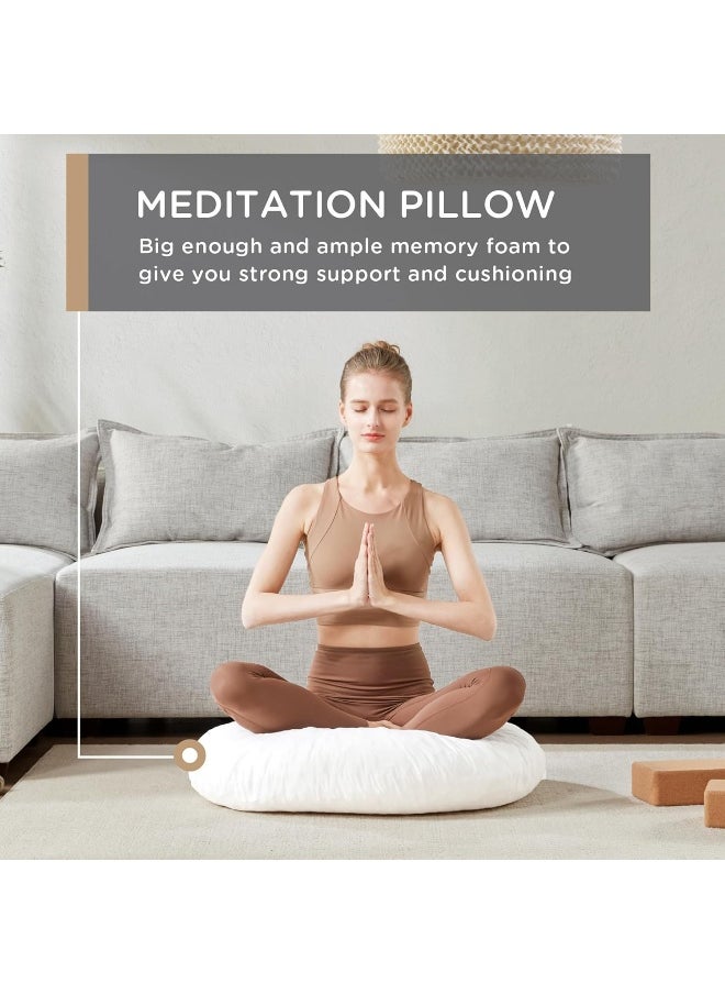 Codi Round Floor Pillow Insert, Large Thick Meditation Cushion, Circular Seating Cushions and Pouf Inserts, 32 Inch, Memory Foam Added (Advanced)