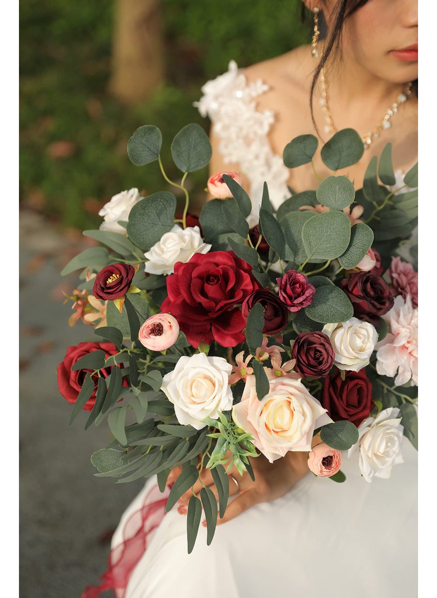 YYHUAWU YYHUAWU Artificial Flowers Combo Set Fake Flower Leaf Box with Stems for DIY Wedding Bouquets Centerpieces Flower Arrangements Decorations Baby Shower Party Home Decorations (burgundy)  - Image 3