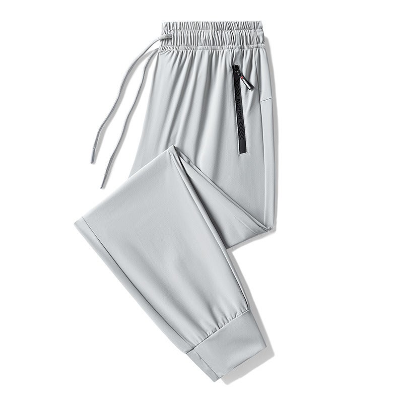 بنطلون صيفي رقيق للرجال من حرير الثلج الأحمر الساطع، بنطلون جري سريع الجفاف للرجال - Image 3