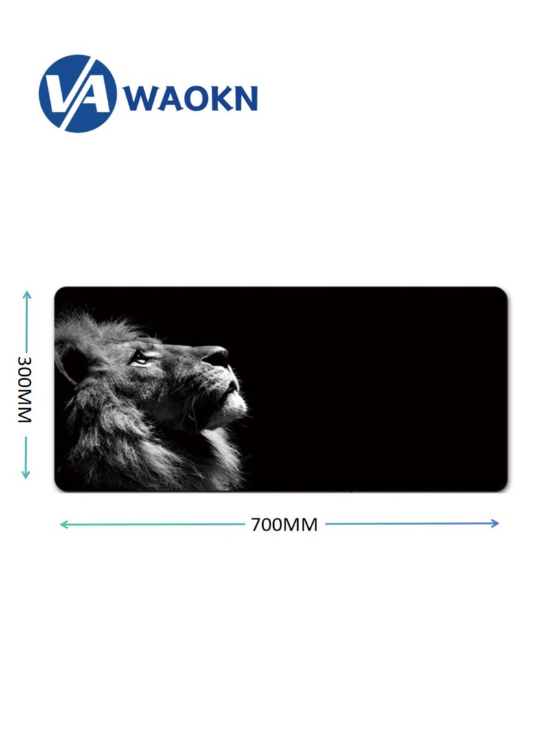 WAOKN - Large Gaming Mouse Pad Extended Anti-Skid with Stitched Edges Waterproof Desk Pad with Non-Slip Base Computer Keyboard Pad Protector Double Sided Desk Pad Super Creative Lion Looking Sky Black - Image 1