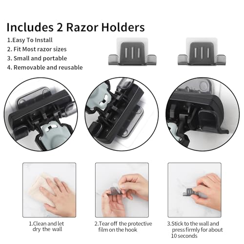 EUAIAJ Shower Mirror Fogless Shaving with Razor Holder for Shower, Anti Fog Shower Mirror & includes 2 Razor Hooks & 2 Mirror Hooks, Easy Install & Unbreakable, Mirror for Shower Wall(Small 6.8x5.2in) - Image 5