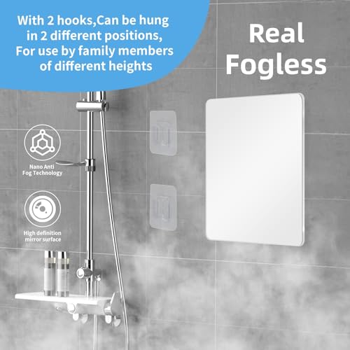 EUAIAJ Shower Mirror Fogless Shaving with Razor Holder for Shower, Anti Fog Shower Mirror & includes 2 Razor Hooks & 2 Mirror Hooks, Easy Install & Unbreakable, Mirror for Shower Wall(Small 6.8x5.2in) - Image 3