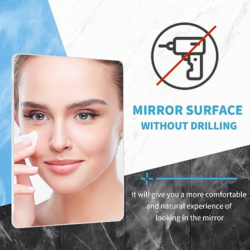 EUAIAJ Shower Mirror Fogless Shaving with Razor Holder for Shower, Anti Fog Shower Mirror & includes 2 Razor Hooks & 2 Mirror Hooks, Easy Install & Unbreakable, Mirror for Shower Wall(Small 6.8x5.2in) - Image 2