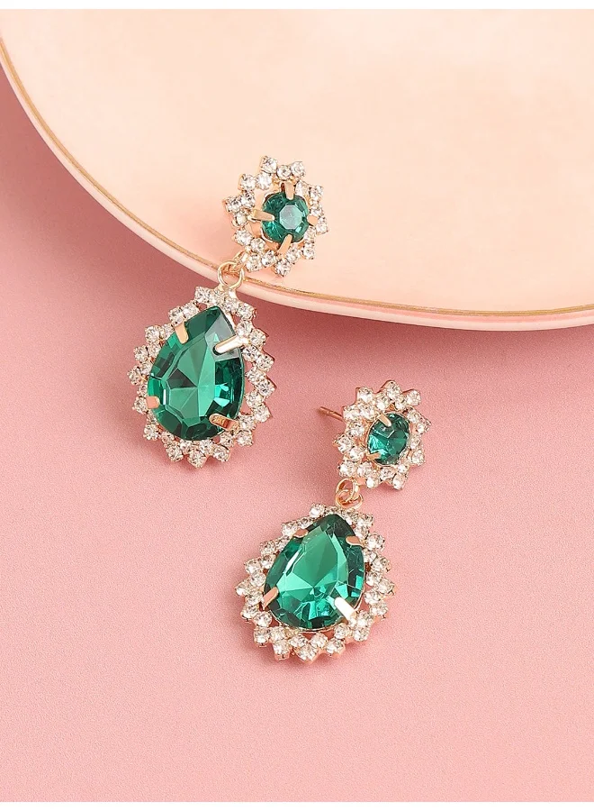 سوهي مطلية بالذهب مصمم الحجر انخفاض القرط الطرف