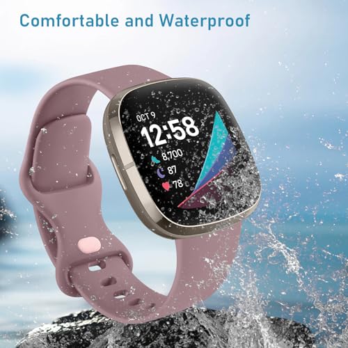 Meliya Soft Strap for Fitbit Versa 4 / Versa 3 / Sense 2 / Sense(Watch Not Included), Flexible Premium Elastomer TPU Adjustable Watch Straps, Sport Replacement Band for Women Men (S,Smokey Mauve) - Image 4
