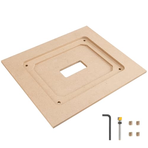 O'SKOOL Router Table Insert Plate Template Kit – Includes MDF Routing Template, Threaded Inserts, Router Bits for 9-1/4 x 11-3/4 Standard Plates, RTS020 - Image 1