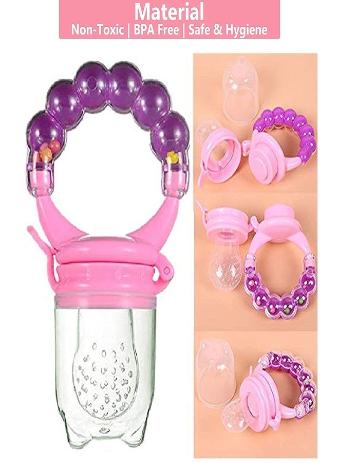Chopchi Food Grade Silicon Nibbler with Rattle Handle |Fruit/Food Feeder/Pacifier/Nibbler with Silicone Mesh/Soother for Babies/Kids/Toddlers (Pack of -1, Multicolor) - Image 2
