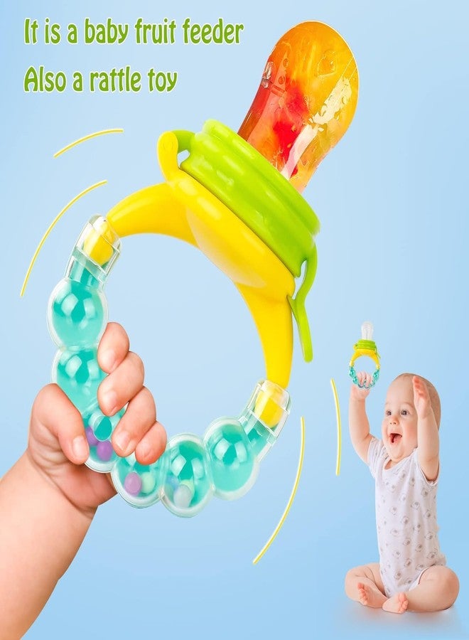 Chopchi Food Grade Silicon Nibbler with Rattle Handle |Fruit/Food Feeder/Pacifier/Nibbler with Silicone Mesh/Soother for Babies/Kids/Toddlers (Pack of -1, Multicolor) - Image 5