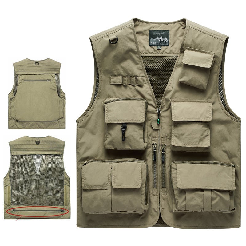 Large Size Vest Fishing Sleeveless Male Reporter Vest Multi-Functional Leisure Outdoor Waistcoat Four Seasons Multi-Pocket Thin - Image 2