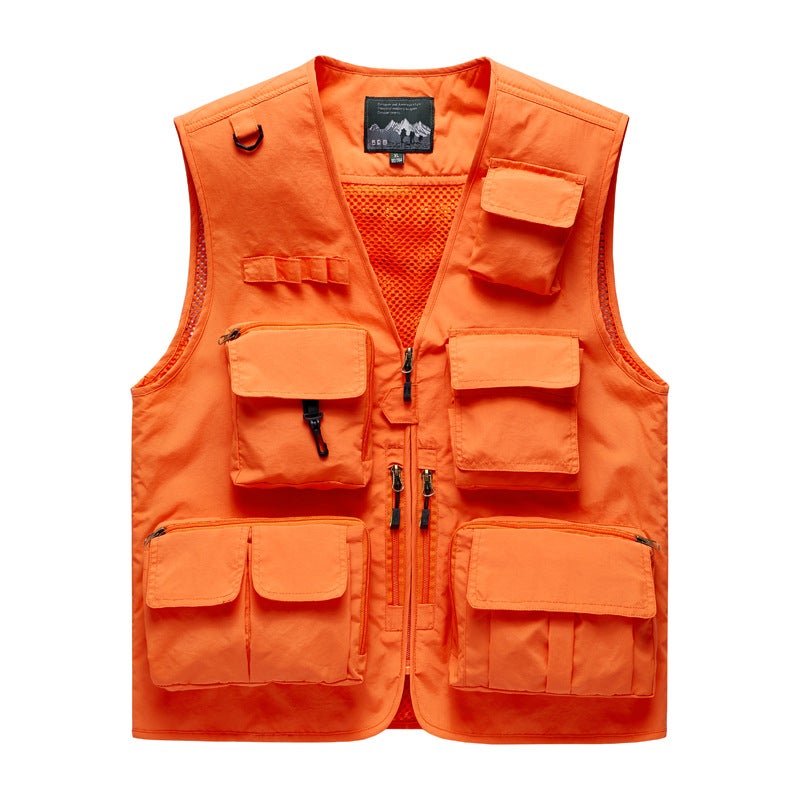Large Size Vest Fishing Sleeveless Male Reporter Vest Multi-Functional Leisure Outdoor Waistcoat Four Seasons Multi-Pocket Thin - Image 4