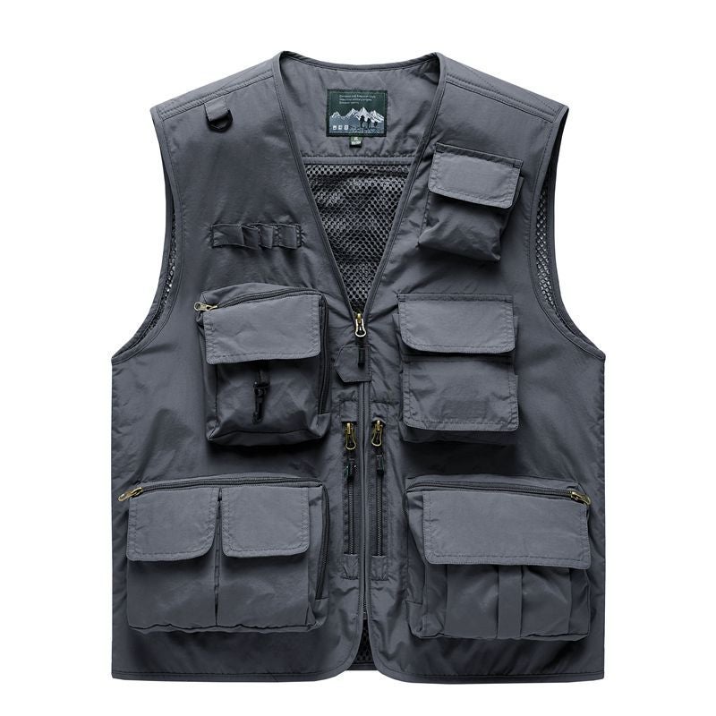 Large Size Vest Fishing Sleeveless Male Reporter Vest Multi-Functional Leisure Outdoor Waistcoat Four Seasons Multi-Pocket Thin - Image 3