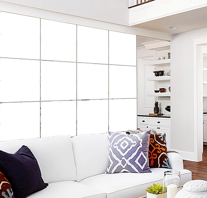 Lchen فاصل الغرفة المعلق من Lchen، 12 قطعة من لوحات الشاشة الصلبة البيضاء لتزيين المنزل وتفريق الغرف (لوحة بيضاء، 15.7"x15.7"x0.03)  - Image 1