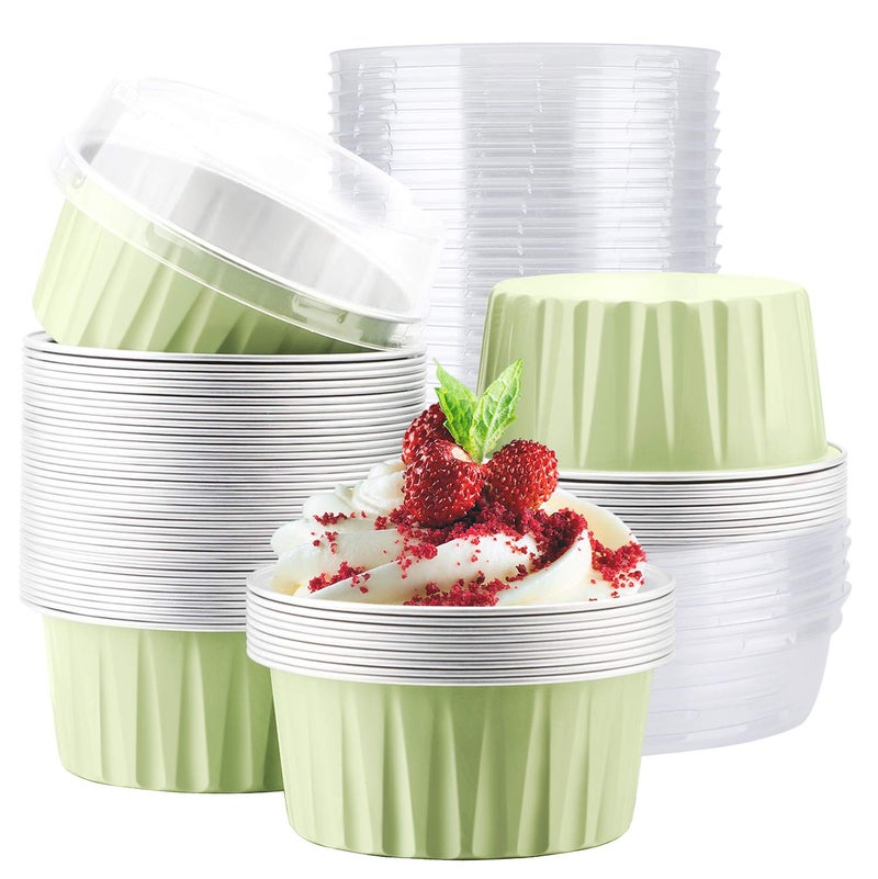EUSOAR EUSOAR Cupcake Liners 50pcs 5oz 125ml Cupcake Liners Aluminum Foil Muffin Liners Cups with Lids Cupcake Holder Disposable Aluminum Foil Cupcake Baking Cups Holders Cases Boxes Pans with Lids 