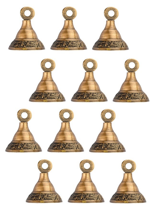 Chitra Brass Designer BDB-01 Decorative Bell for Pooja Rooms,Halls,Mandir (Antique Brass Finish, 50 mm) Pack of 12 - Image 1