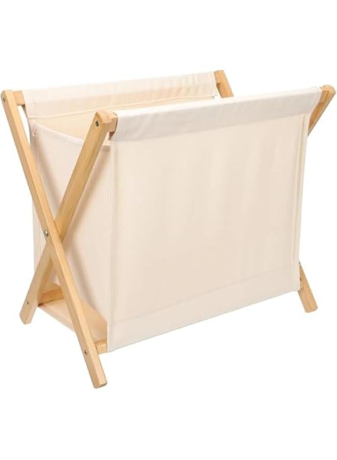 هوكور سلة غسيل قابلة للطي من تراسل، سلة ملابس متسخة، سلة تخزين الملابس، سلة تخزين الملابس، حامل ملابس مع حقيبة بطانة قماشية قابلة للازالة، اطار على شكل حرف X (بيج) - Image 1