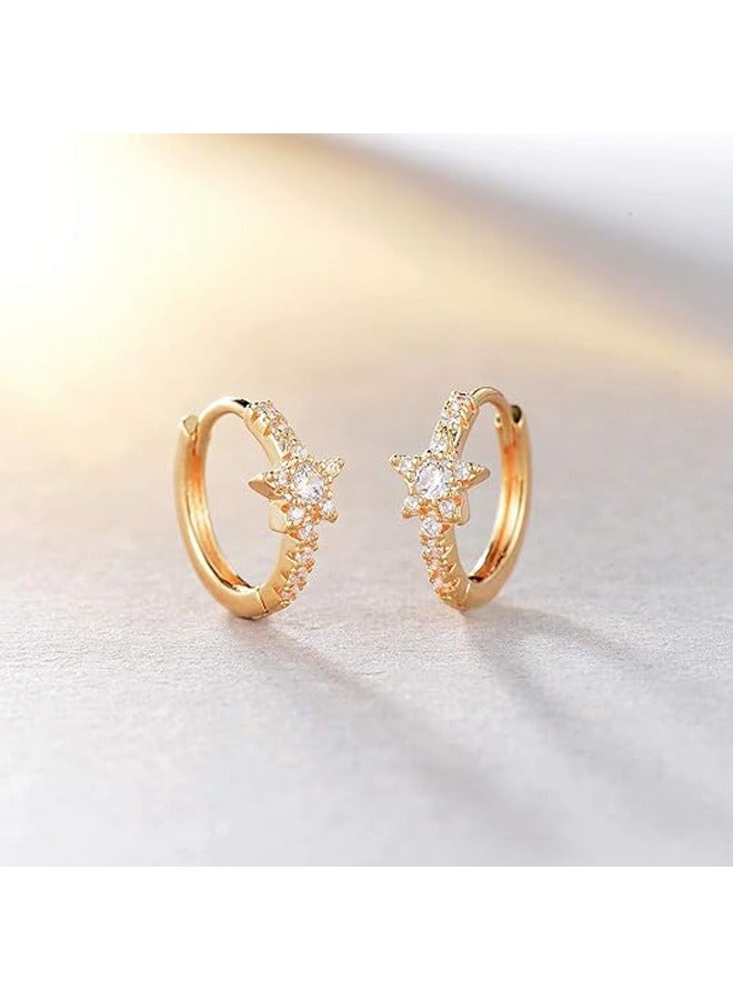 Mevecco Women Huggie Hoop Earrings Gold Ear Stud Cuff 14K Gold Filled Small Boho Beach Simple Delicate Handmade Hypoallergenic Jewelry Gift - Image 5