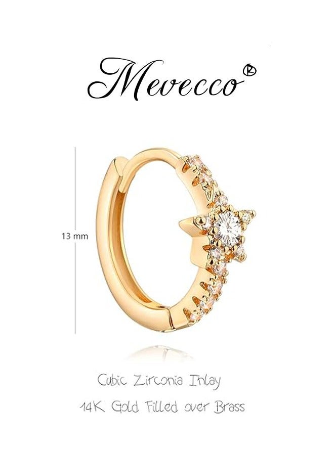 Mevecco Women Huggie Hoop Earrings Gold Ear Stud Cuff 14K Gold Filled Small Boho Beach Simple Delicate Handmade Hypoallergenic Jewelry Gift - Image 4