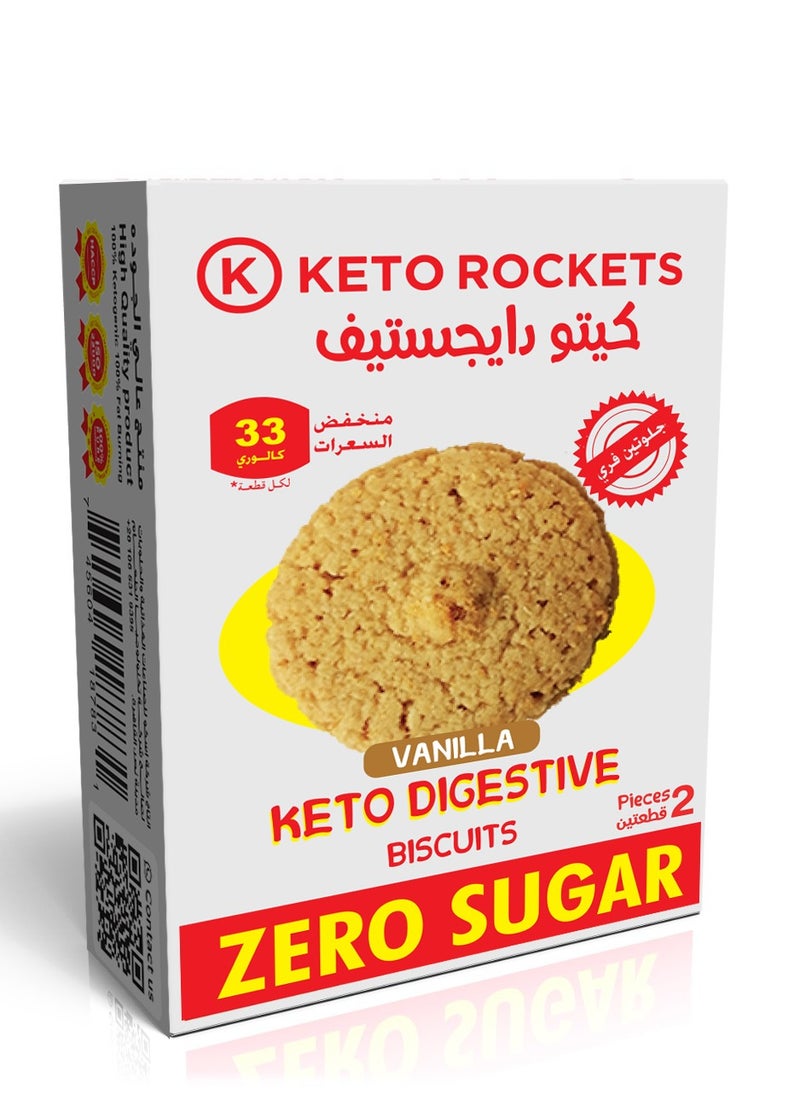 KETO ROCKETS - Keto Rockets Digestive Biscuits in Vanilla Flavor, Made With Natural Ingredients - Gluten Free - Sugar Free - Low Calories - Suitable For Everyone Who Follows Healthy Lifestyle (2 pieces x package) - Image 1