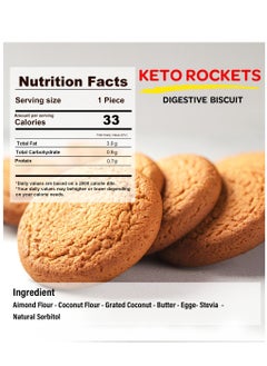 KETO ROCKETS Keto Rockets Digestive Biscuits in Vanilla Flavor, Made With Natural Ingredients - Gluten Free - Sugar Free - Low Calories - Suitable For Everyone Who Follows Healthy Lifestyle (2 pieces x package)  - Image 2